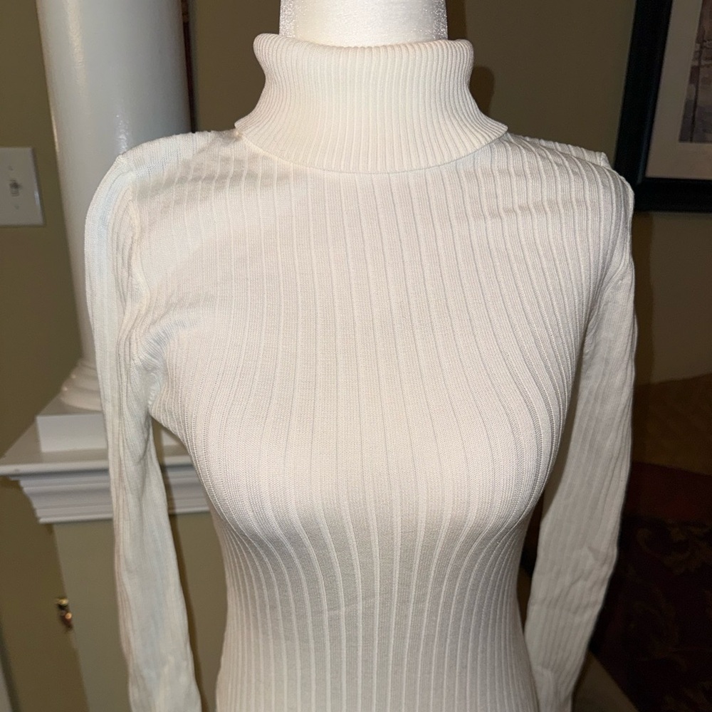 Windsor Cream Ribbed Turtleneck Long Sleeve Bodysuit